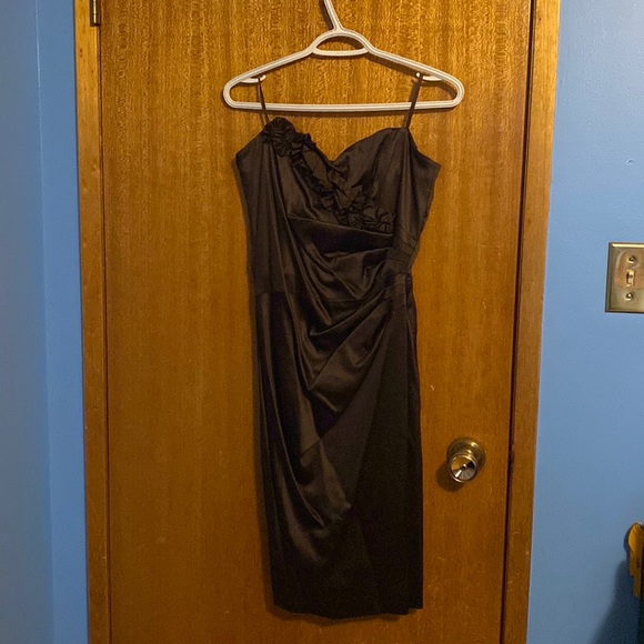 Le Chateau Chocolate brown satin strapless cocktail dress - Picture 1 of 4